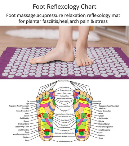 Acupressure Mat Sensi Massage Mat Pillow Set Acupuncture Massage Yoga Cushion Relieve Back Pain Foot Massager Shakti Mat
