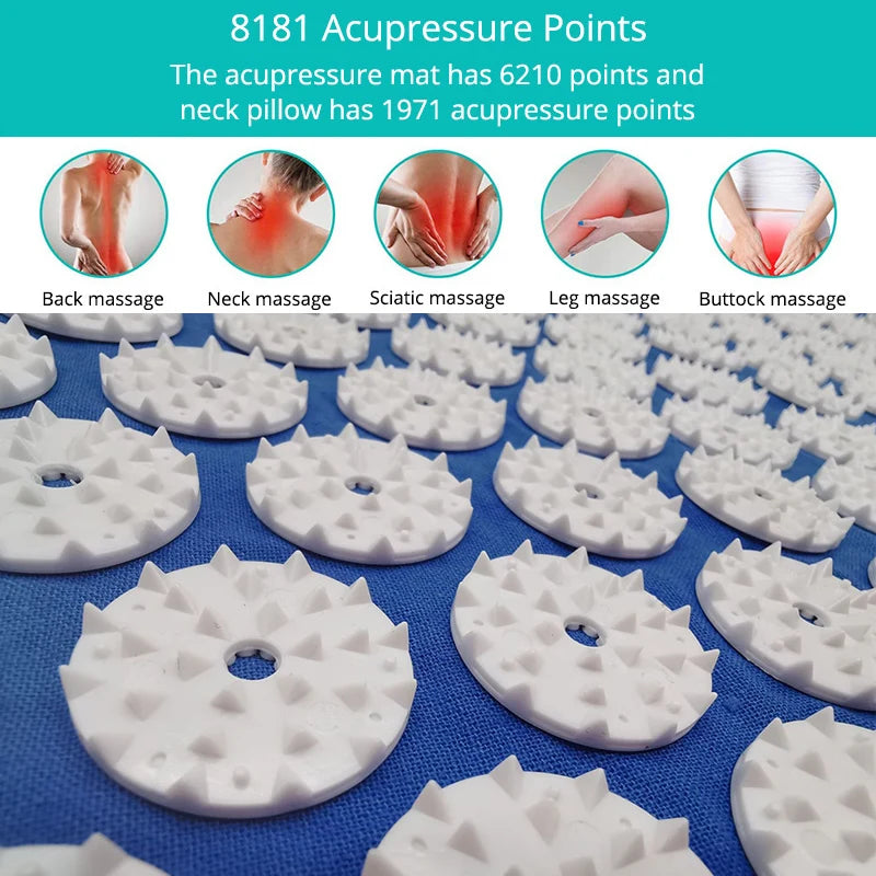 Acupressure Mat Sensi Massage Mat Pillow Set Acupuncture Massage Yoga Cushion Relieve Back Pain Foot Massager Shakti Mat