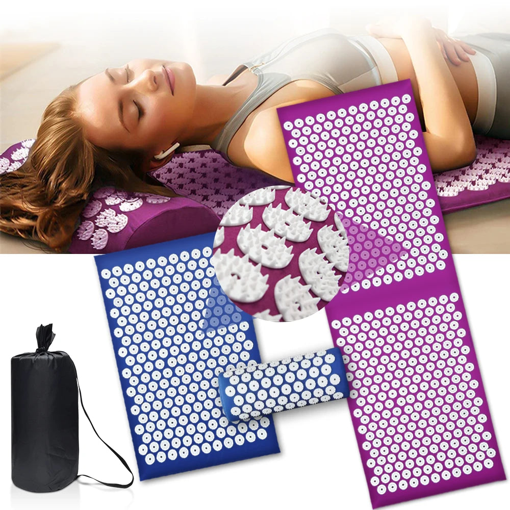 Acupressure Mat Sensi Massage Mat Pillow Set Acupuncture Massage Yoga Cushion Relieve Back Pain Foot Massager Shakti Mat