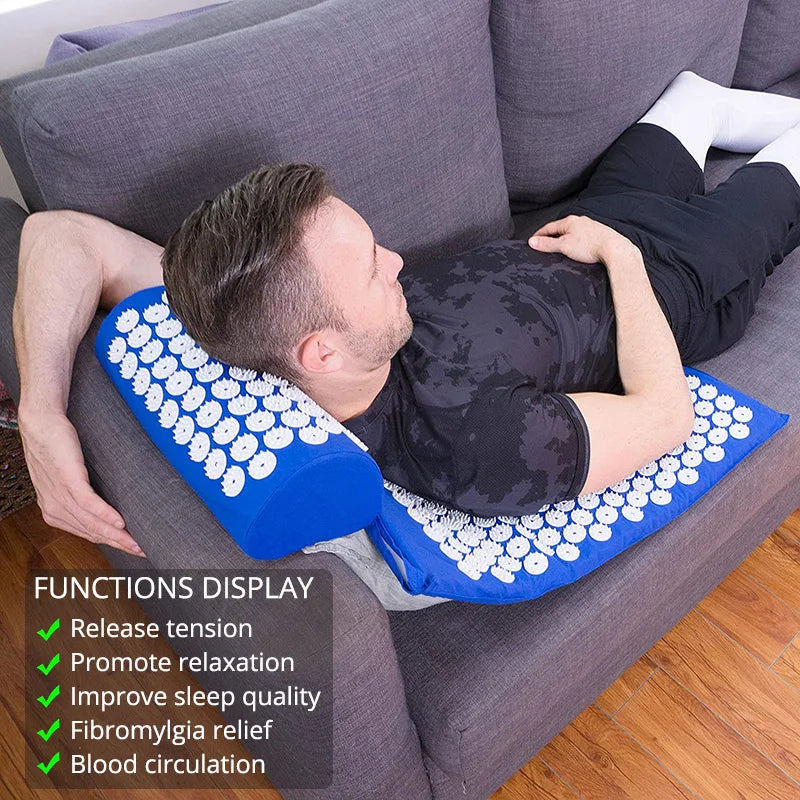 Acupressure Mat Sensi Massage Mat Pillow Set Acupuncture Massage Yoga Cushion Relieve Back Pain Foot Massager Shakti Mat