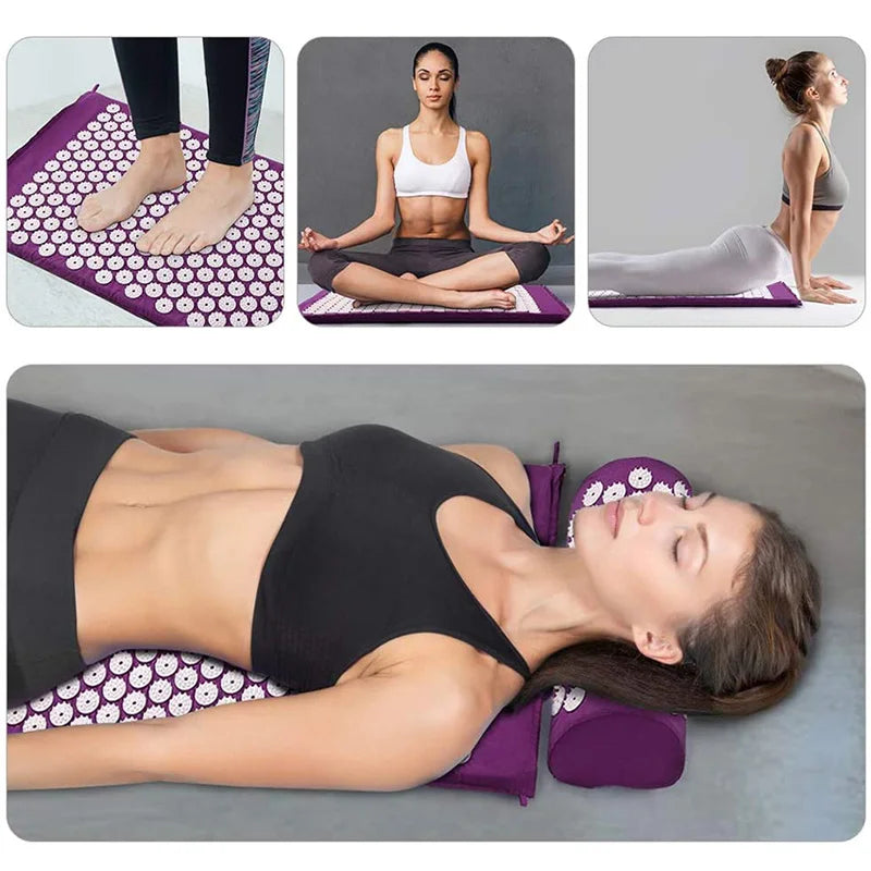 Acupressure Mat Sensi Massage Mat Pillow Set Acupuncture Massage Yoga Cushion Relieve Back Pain Foot Massager Shakti Mat
