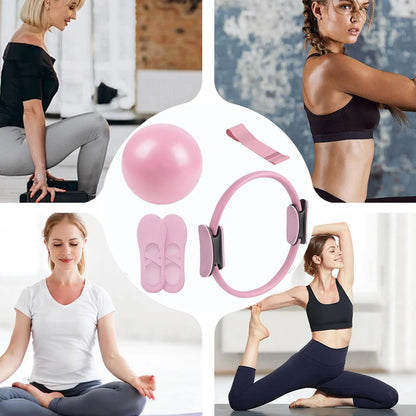 Portable Pilates Set Toning Pilates Ring Resistance Band Workout Exercise Tool For Pregnancy Postpartum Travel Studio Home