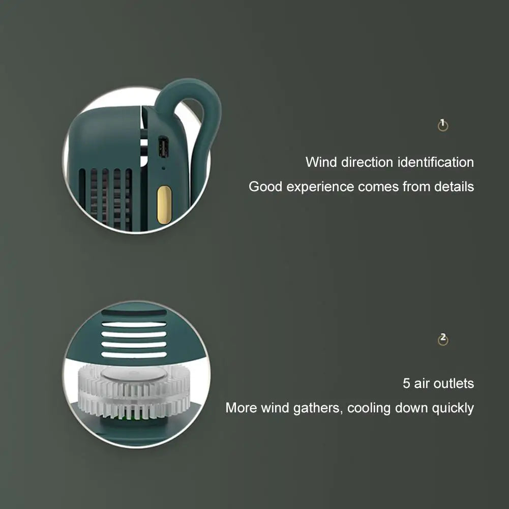 Portable Mini Neck Fan 360° Adjustable USB Rechargeable Personal Cooling Fan Wearable Clip-on Fan for Outdoor/Travel/Summer Gift
