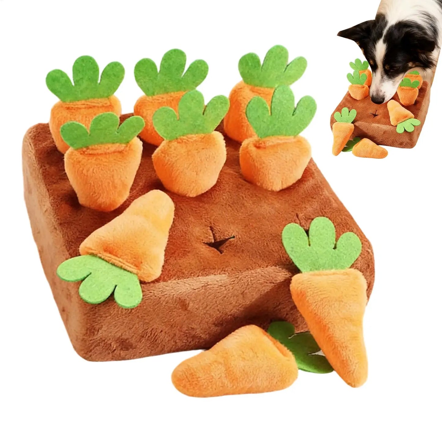 Snuffle Mat for Dogs Interactive Toy with 9 Carrots Foraging Mat for Mental Exercise Boredom Reduction Crate Training Alone Time