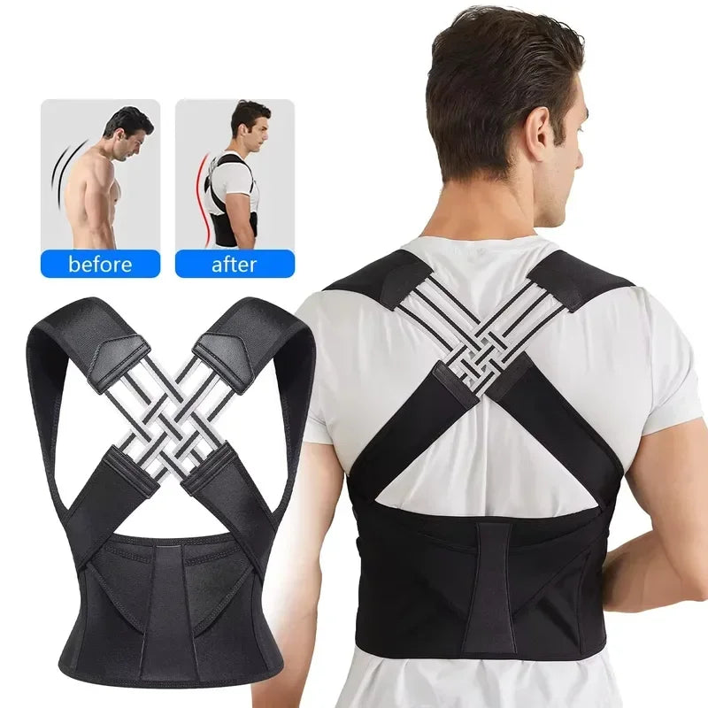 Posture Back Brace Adjustable Back Support Strap to Prevent Spinal Distortion and Hunchback Suitable for Men and Women