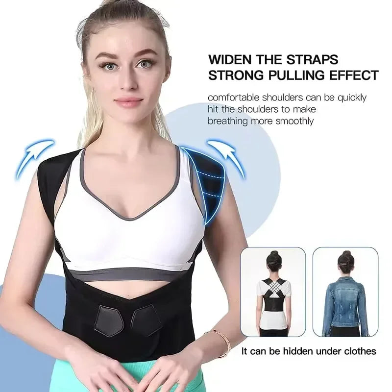 Posture Back Brace Adjustable Back Support Strap to Prevent Spinal Distortion and Hunchback Suitable for Men and Women