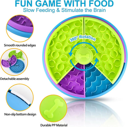 Slow Feeder Dog Bowl Mental Stimulate Detachable Puzzle Slow Eating Pet Bowl Anti-slip Interactive Treat Dispenser Toys for Dogs