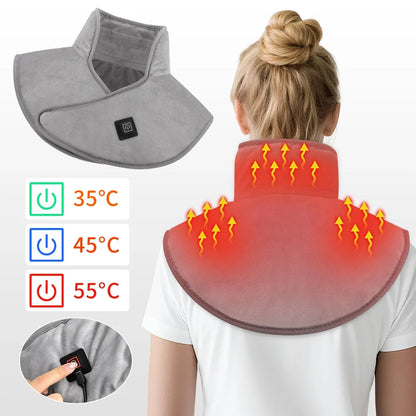 Electric Heating Shoulder Neck Pad USB Heated Back Wrap 3 Heat Level Soft Hot Compress Back Shawl Neck Shoulder Fast Heated Pad