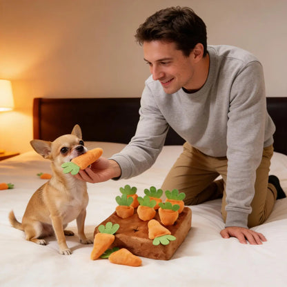 Snuffle Mat for Dogs Interactive Toy with 9 Carrots Foraging Mat for Mental Exercise Boredom Reduction Crate Training Alone Time