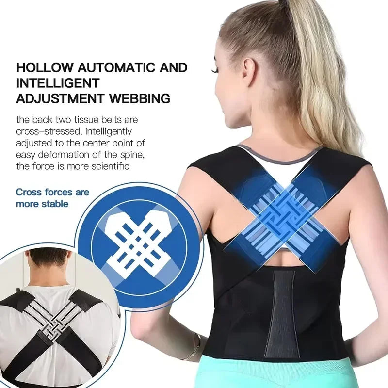 Posture Back Brace Adjustable Back Support Strap to Prevent Spinal Distortion and Hunchback Suitable for Men and Women