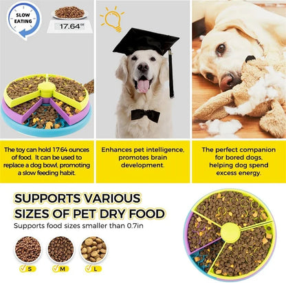 Slow Feeder Dog Bowl Mental Stimulate Detachable Puzzle Slow Eating Pet Bowl Anti-slip Interactive Treat Dispenser Toys for Dogs