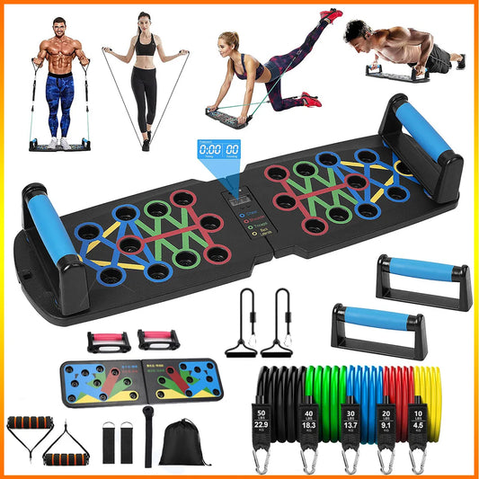 FANDAO Automatic Count Push Up Board 20 in 1 Home Workout Set with Pull rope Handle Door buckle Storage bag kids push up board