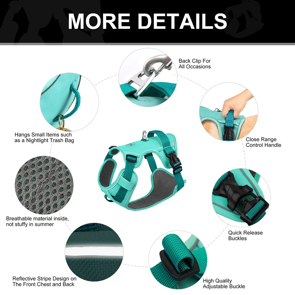 No Pull Dog Harness Nylon Reflective Dog Harnesses Vest Easy Control Handle for Small Medium Large Dogs Labrador Training
