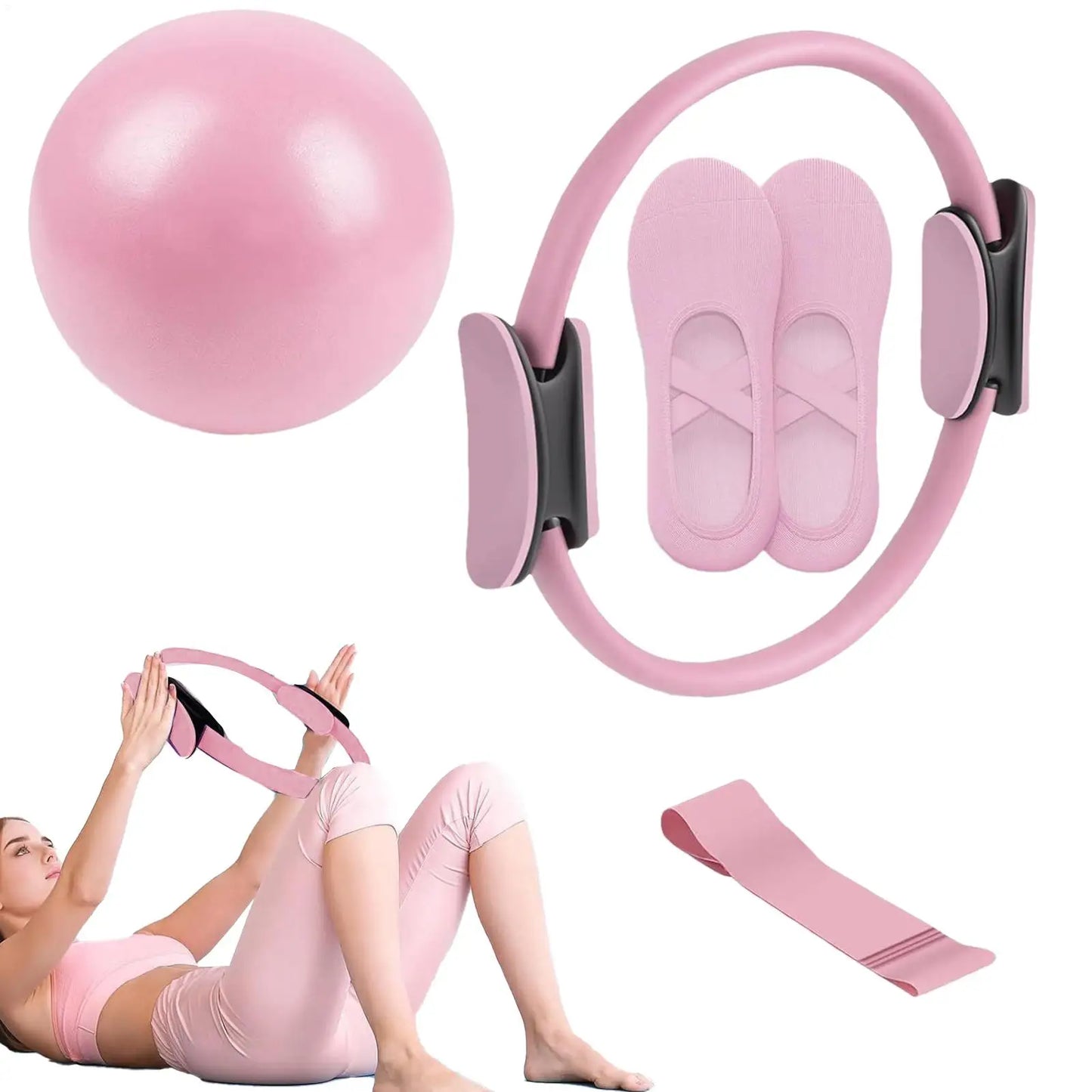 Portable Pilates Set Toning Pilates Ring Resistance Band Workout Exercise Tool For Pregnancy Postpartum Travel Studio Home