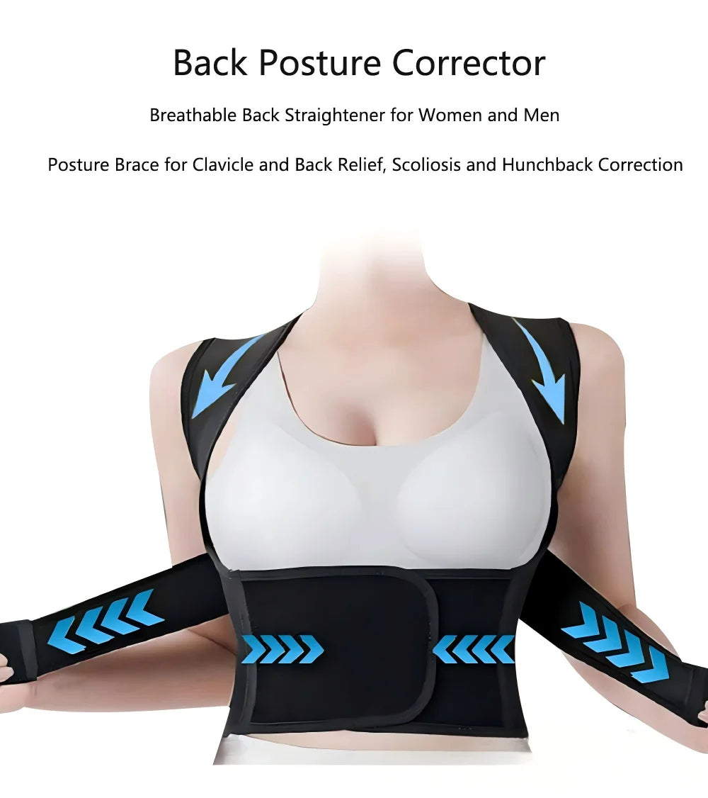 Posture Back Brace Adjustable Back Support Strap to Prevent Spinal Distortion and Hunchback Suitable for Men and Women