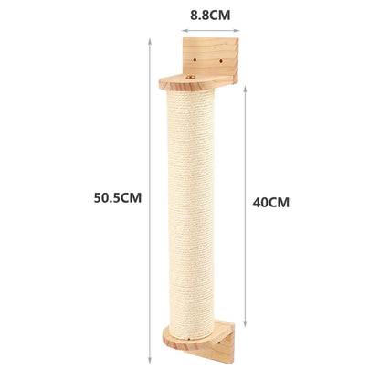Cat Wall Mounted Climbing Wood Furniture Stairway with Hammock Cats Platform and Scratching Post for Kitten Playing and Rest