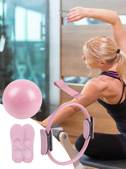 Portable Pilates Set Toning Pilates Ring Resistance Band Workout Exercise Tool For Pregnancy Postpartum Travel Studio Home