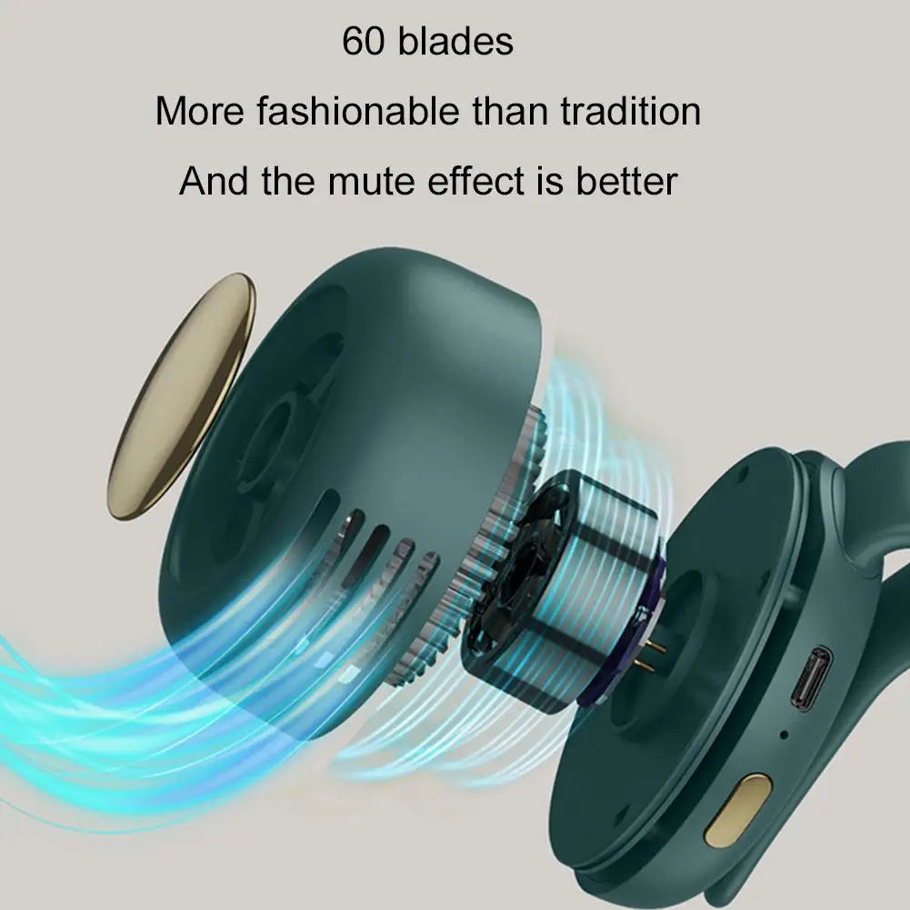 Portable Mini Neck Fan 360° Adjustable USB Rechargeable Personal Cooling Fan Wearable Clip-on Fan for Outdoor/Travel/Summer Gift