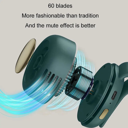 Portable Mini Neck Fan 360° Adjustable USB Rechargeable Personal Cooling Fan Wearable Clip-on Fan for Outdoor/Travel/Summer Gift
