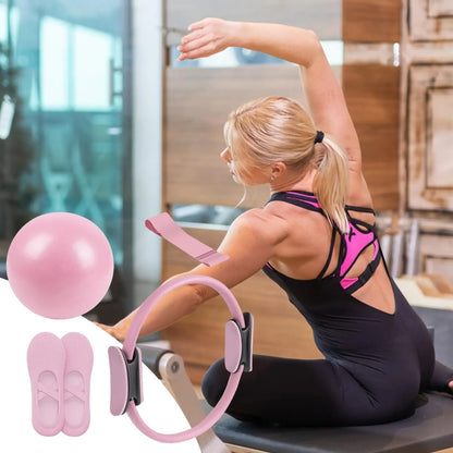 Portable Pilates Set Toning Pilates Ring Resistance Band Workout Exercise Tool For Pregnancy Postpartum Travel Studio Home