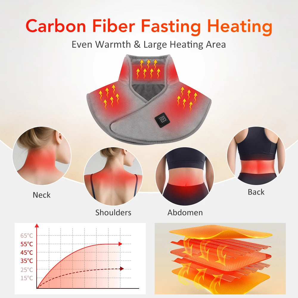 Electric Heating Shoulder Neck Pad USB Heated Back Wrap 3 Heat Level Soft Hot Compress Back Shawl Neck Shoulder Fast Heated Pad