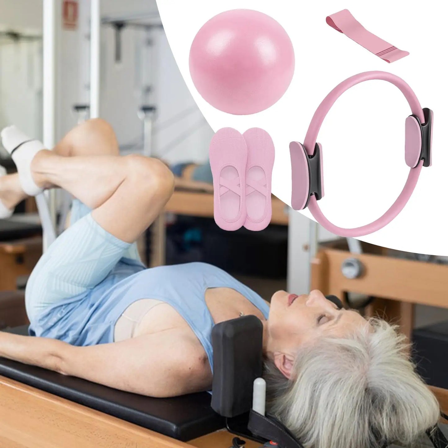 Portable Pilates Set Toning Pilates Ring Resistance Band Workout Exercise Tool For Pregnancy Postpartum Travel Studio Home