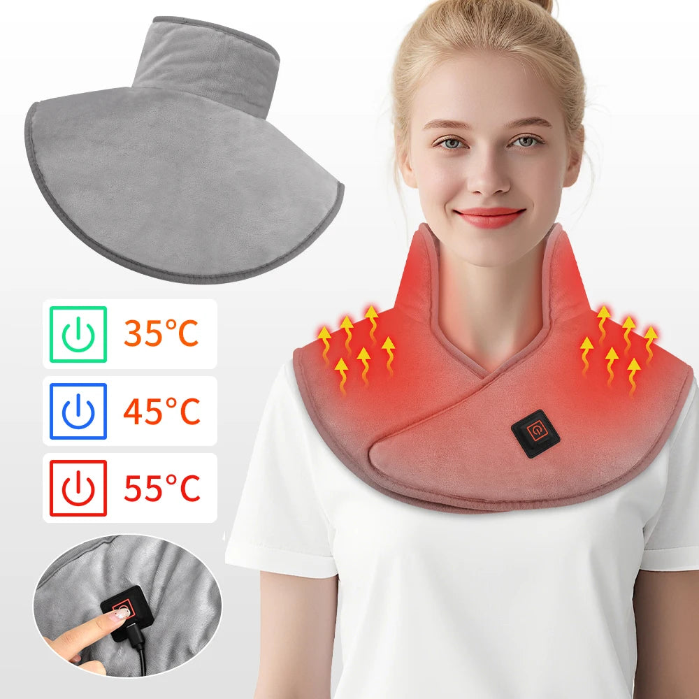 Electric Heating Shoulder Neck Pad USB Heated Back Wrap 3 Heat Level Soft Hot Compress Back Shawl Neck Shoulder Fast Heated Pad