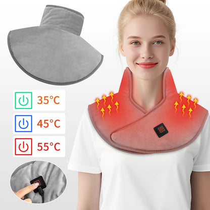 Electric Heating Shoulder Neck Pad USB Heated Back Wrap 3 Heat Level Soft Hot Compress Back Shawl Neck Shoulder Fast Heated Pad
