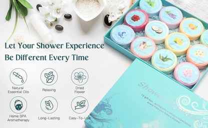 Shower Steamers Aromatherapy - 12 Pack Shower Bombs with Essential Oils Mint Eucalyptus Scent for Shower,