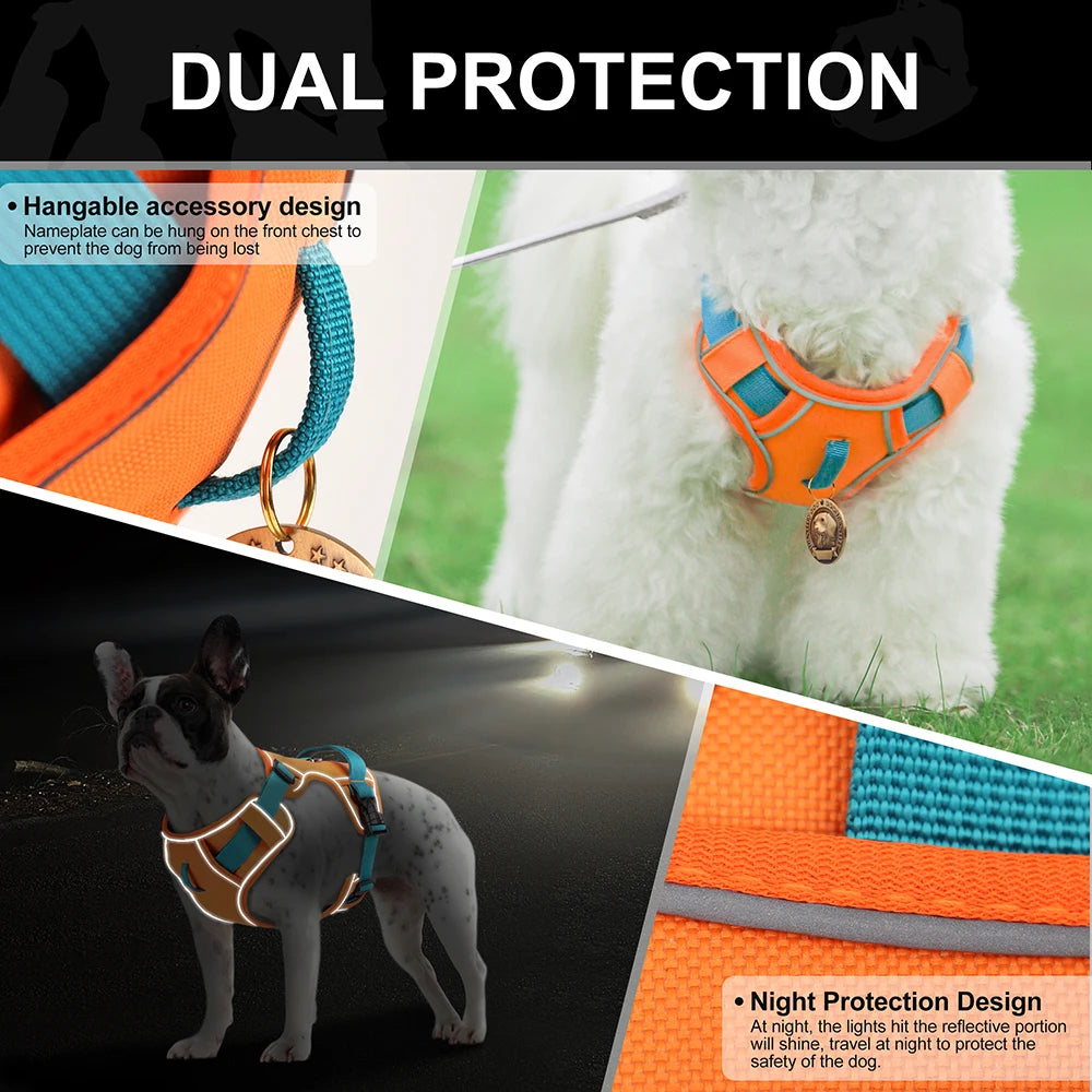 No Pull Dog Harness Nylon Reflective Dog Harnesses Vest Easy Control Handle for Small Medium Large Dogs Labrador Training